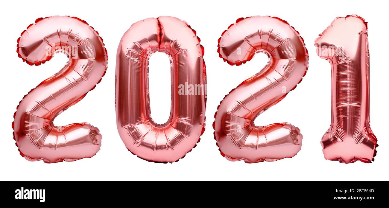 Numbers for Happy New Year 2021. Rose golden Christmas 2021 balloons ...