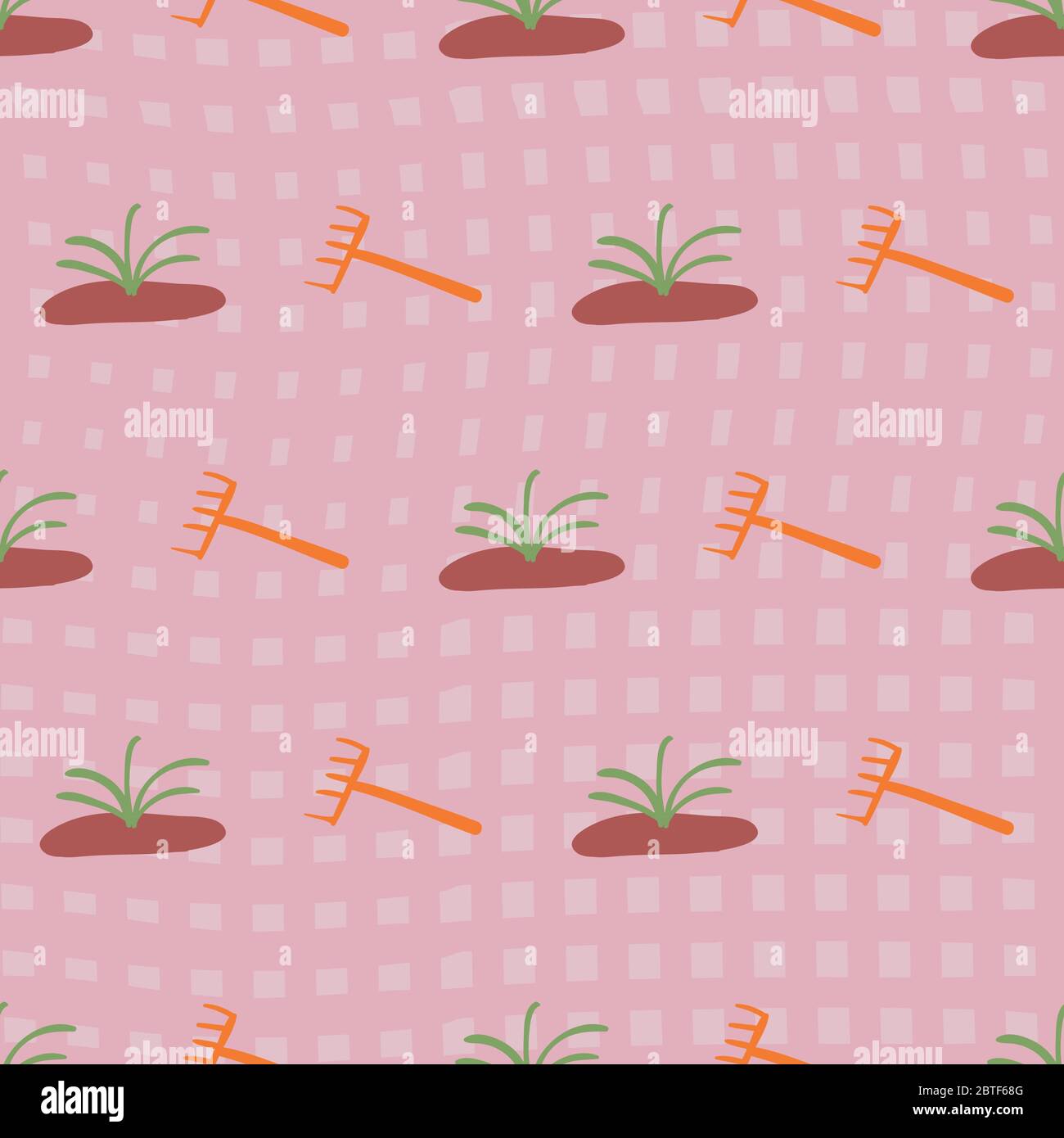 plants and rakes seamless vector gardening pattern Stock Vector