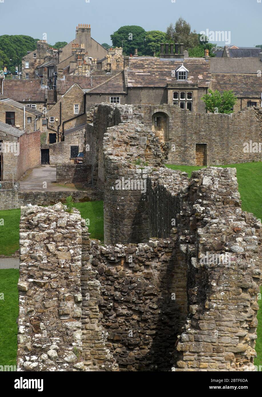 Looking out over the rooftops of Barnard Castle in County Durham, from the market town's medieval fortress Stock Photo