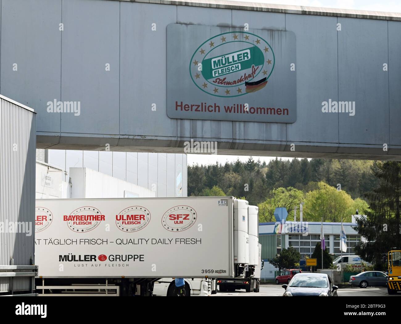 Pforzheim, Germany. 17th Apr, 2020. Exterior view of the Müller Fleisch company. The company was praised by Baden-Württemberg's Minister of Agriculture, Hauk, for its handling of corona falls in the factory. Credit: Uli Deck/dpa/Alamy Live News Stock Photo