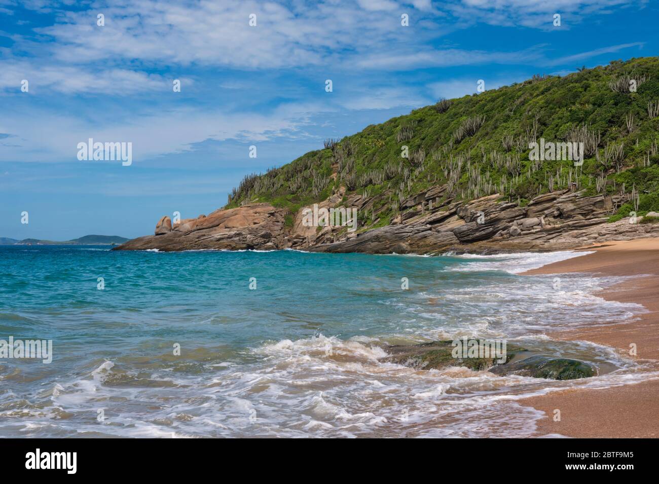 Praia das Caravelas, Rocky beach, Buzios, Rio de Janeiro, Brazil Stock Photo