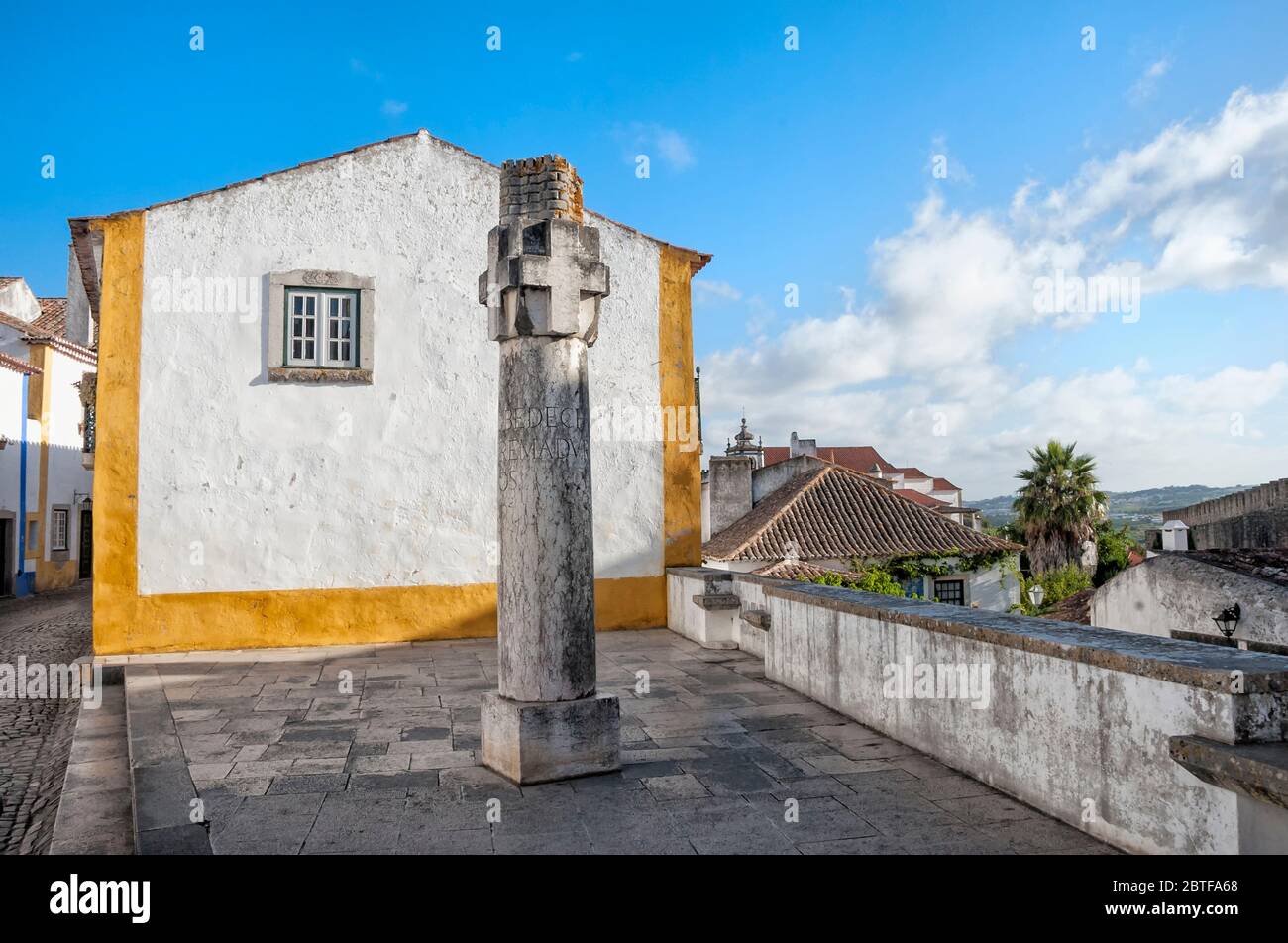 Luis de Camoes monument, Obidos, Estremadura and Ribatejo, Portugal Stock Photo