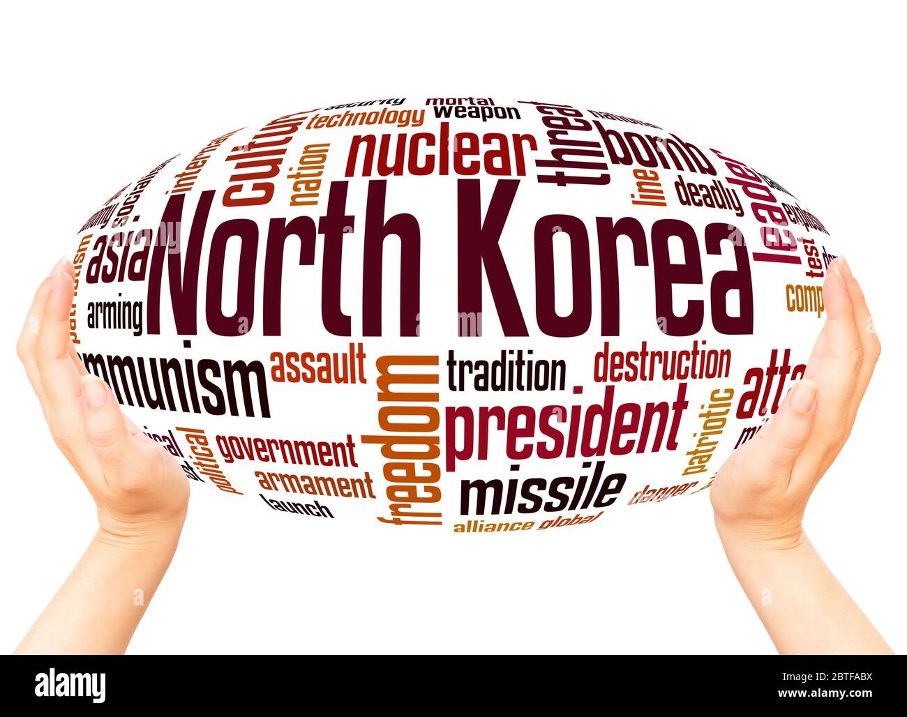 North Korea word hand sphere cloud concept on white background. Stock Photo