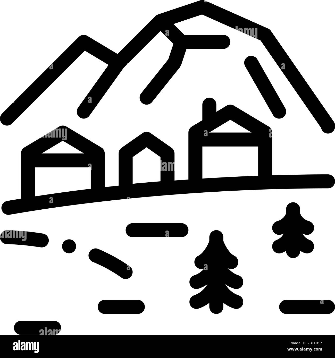 mountain village icon vector outline illustration Stock Vector Image ...
