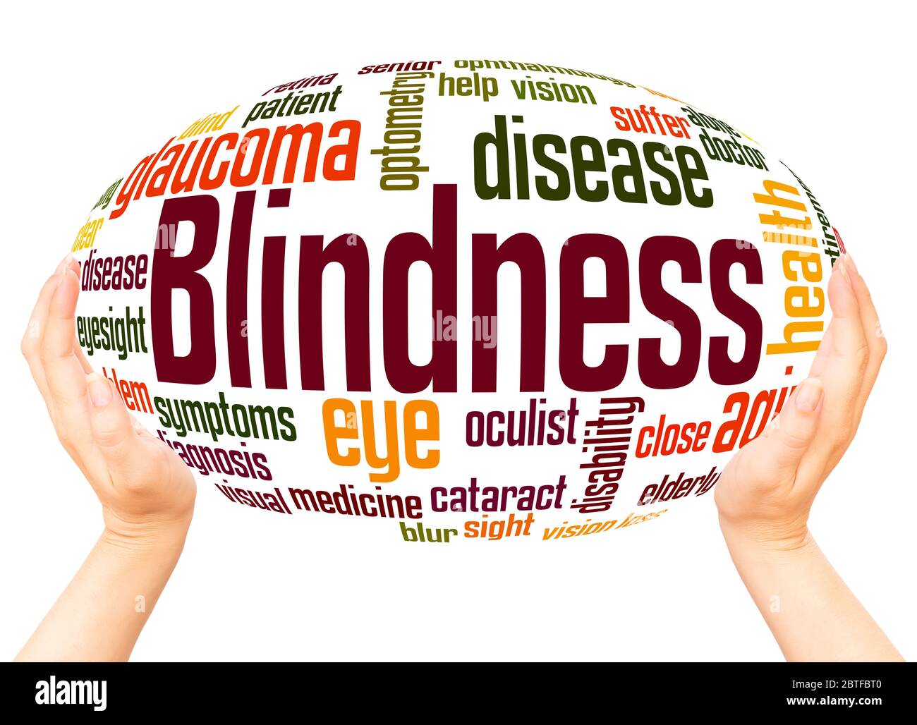 Blindness word hand sphere cloud concept on white background Stock