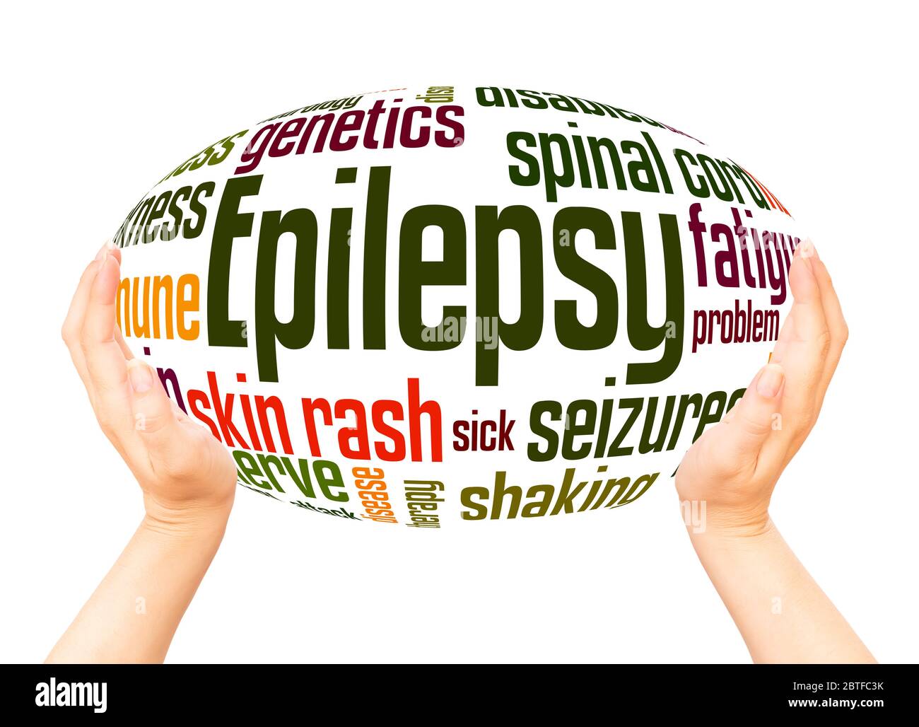 Epilepsy word hand sphere cloud concept on white background. Stock Photo