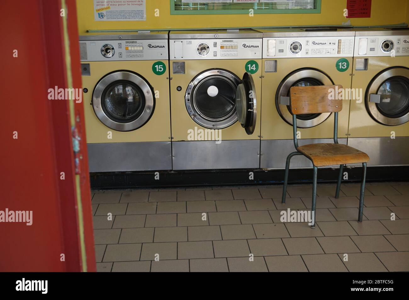 old laundromat from the 80's in France countryside Stock Photo Alamy