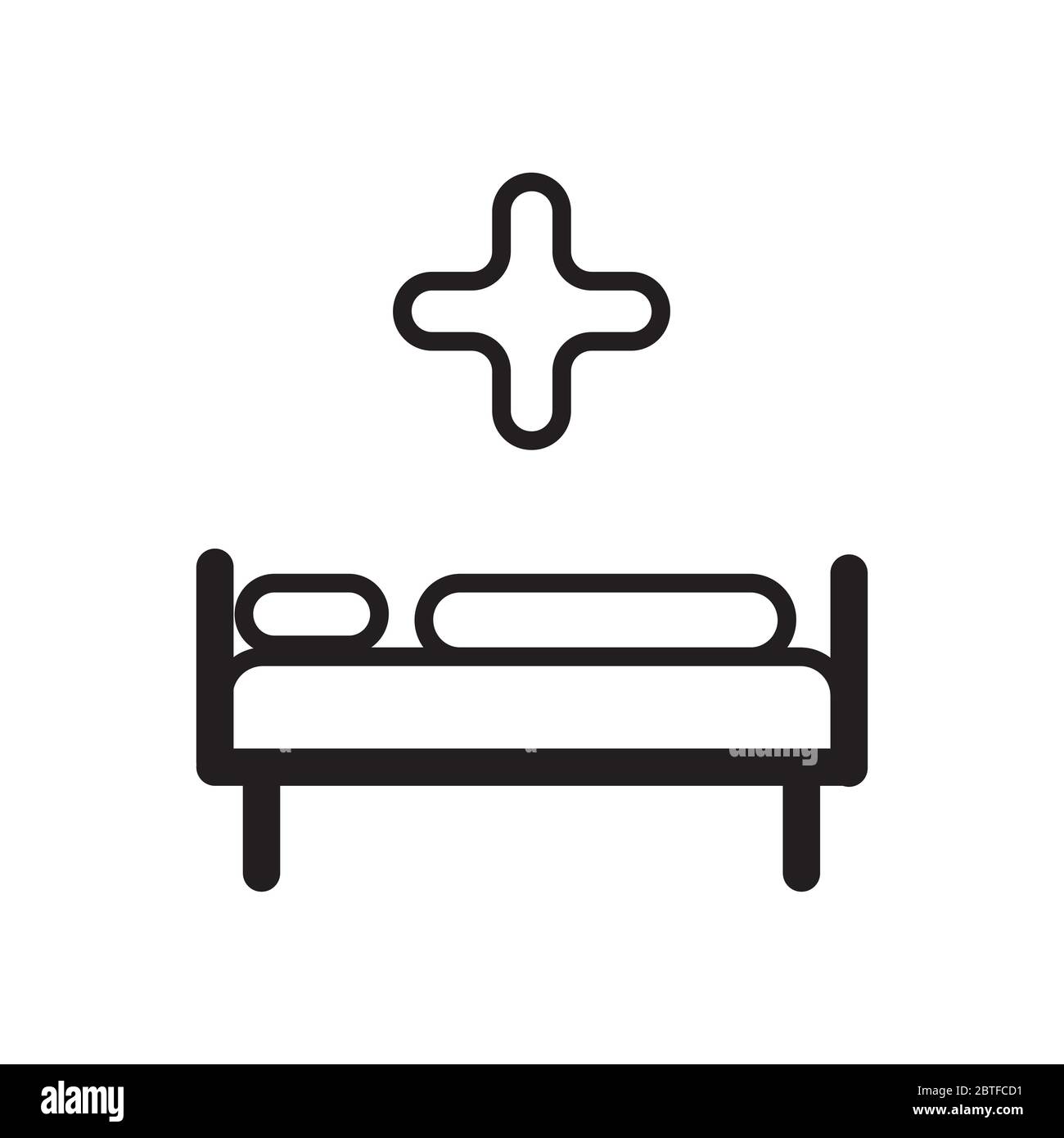 Hospital outline icon vector for medical website, app. Clinical center logo, clinic emblem. Simple health care and ambulance illustration. Stock Vector