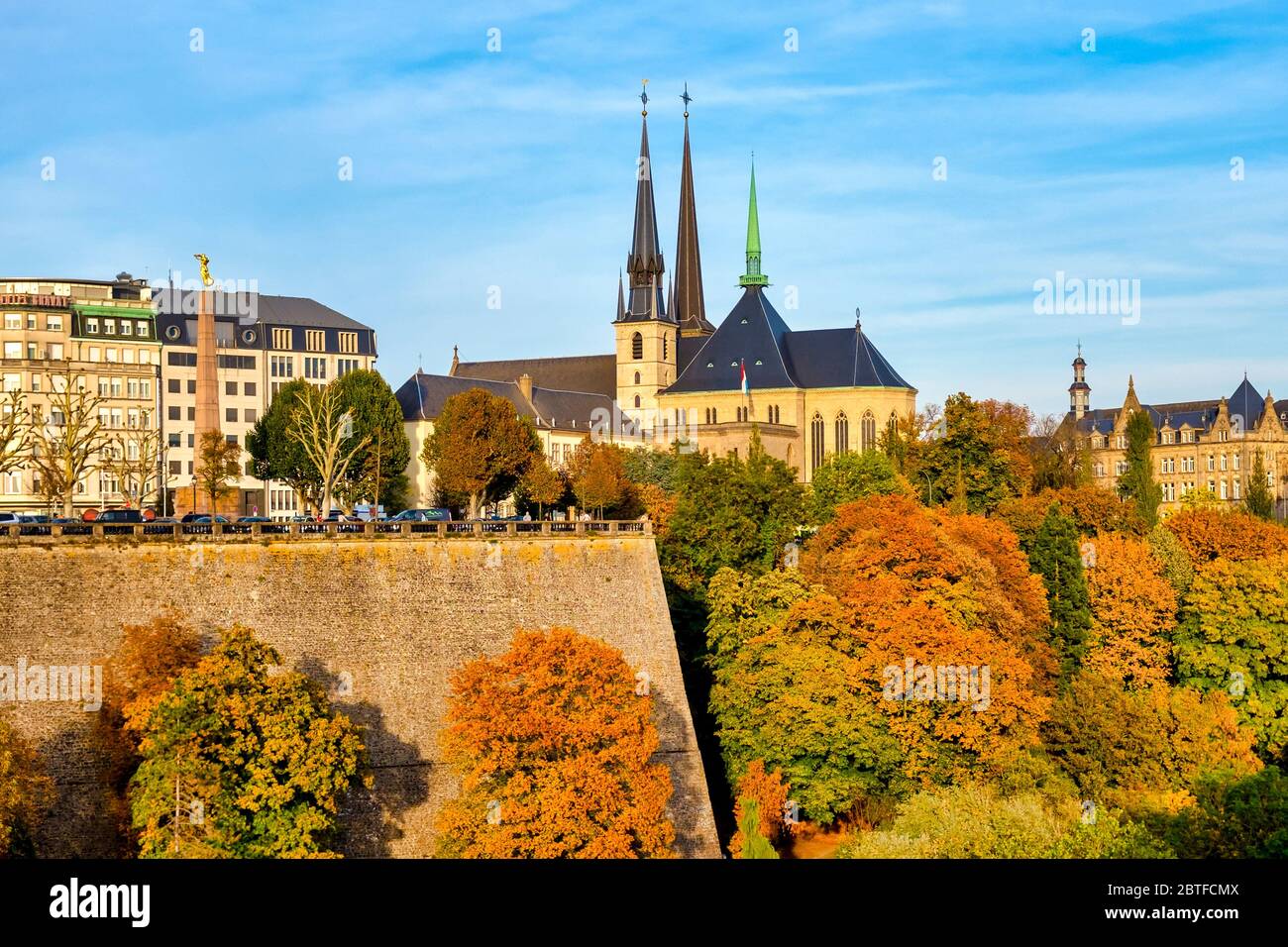 View of the Ville Haute and Parcs de la Pétrusse, Luxembourg City, Luxembourg Stock Photo