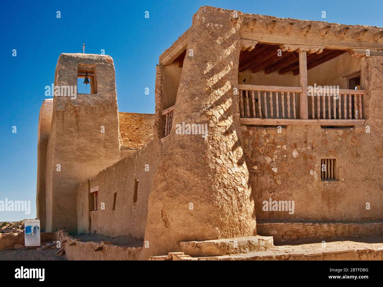 Detail of church in Acoma Pueblo (Sky City), Native American pueblo on top of a mesa in Acoma Indian Reservation, New Mexico, USA Stock Photo