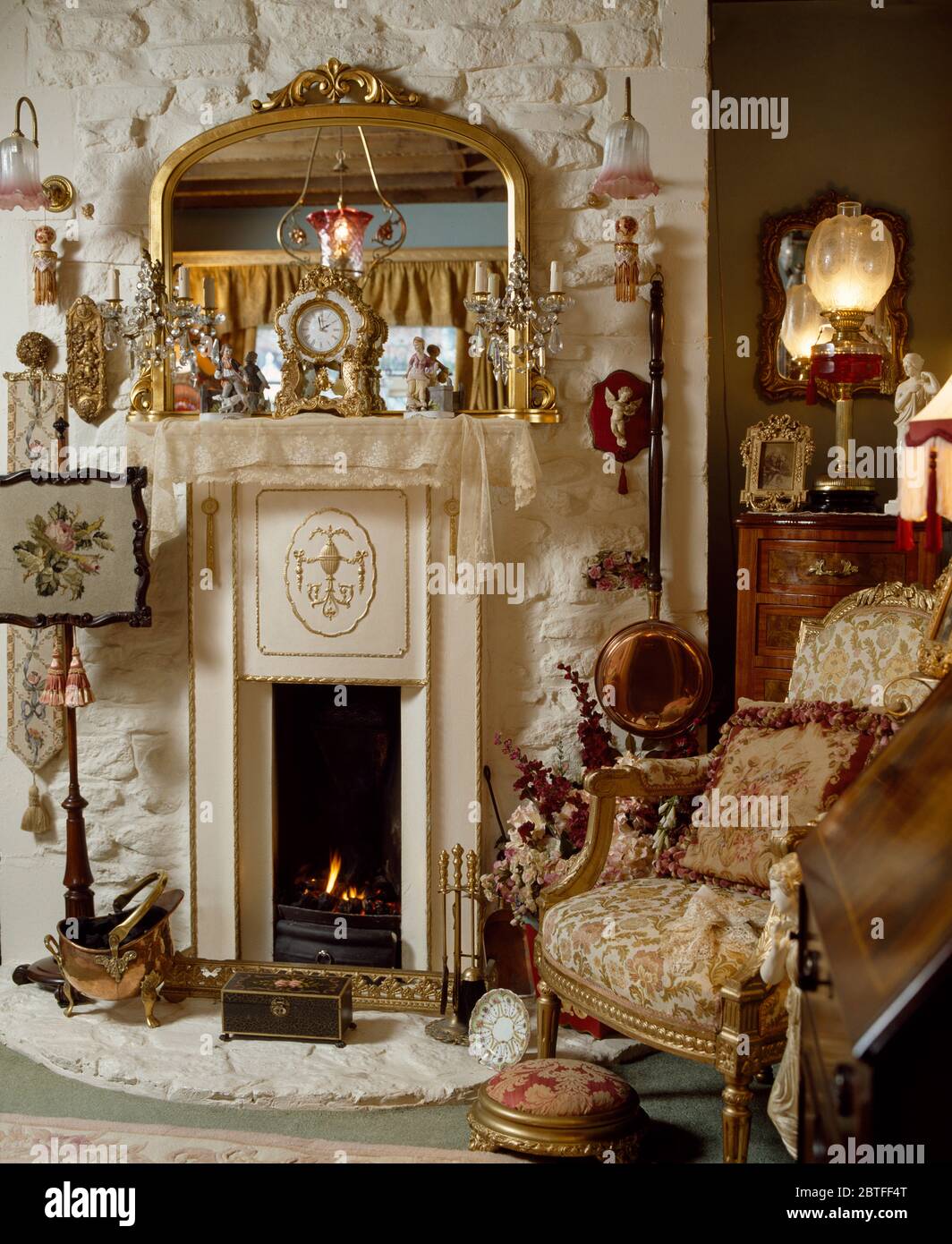 Antique Mirror Above Fireplace In High Resolution Stock Photography and ...