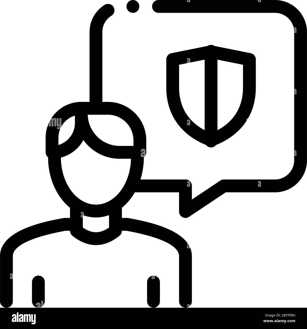 thought of protecting body icon vector outline illustration Stock