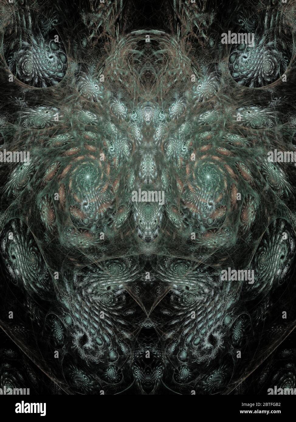Abstract Grey Owl Flame Fractal Design Stock Photo