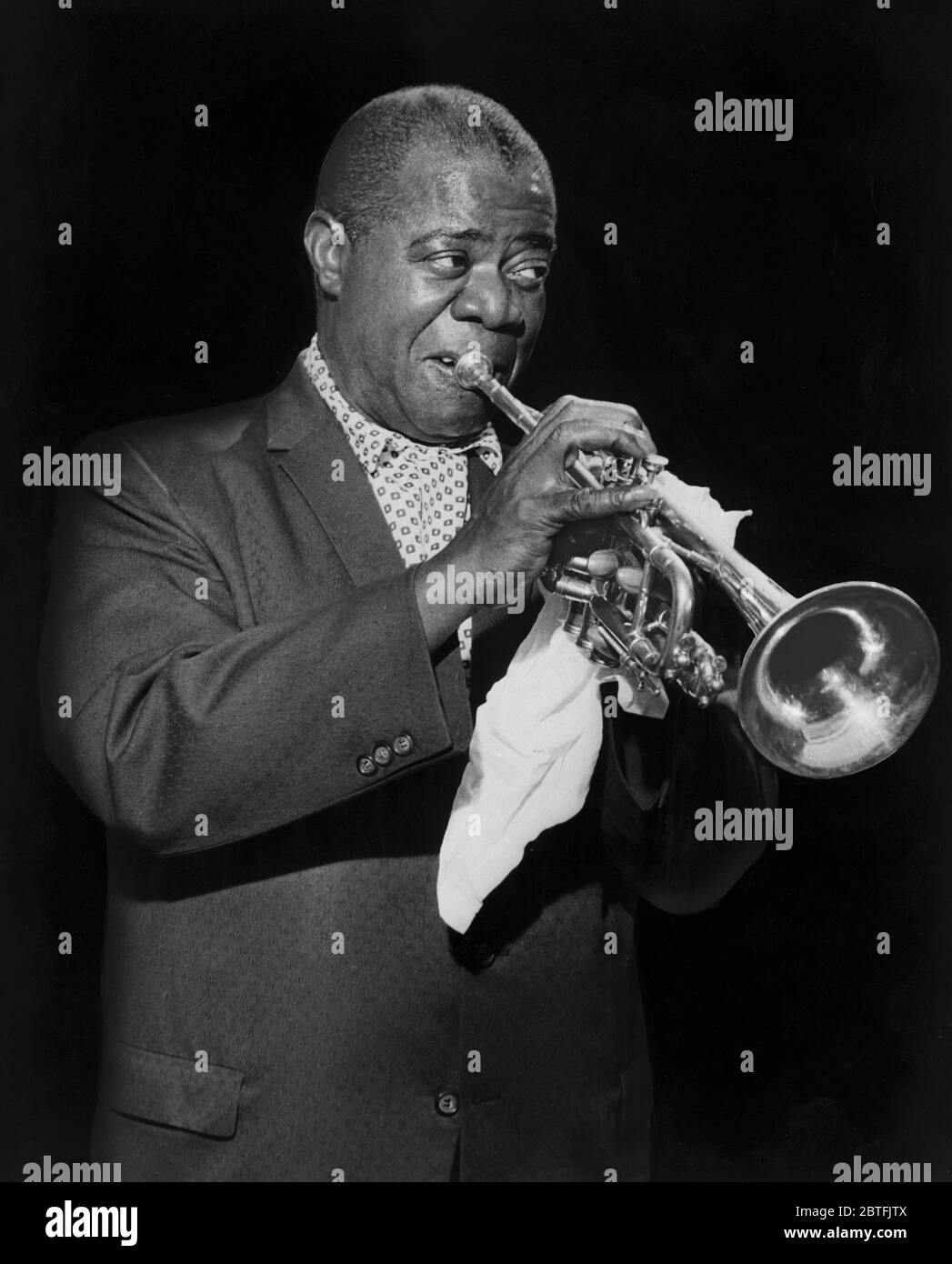 Louis Armstrong during a show in Milan, 1960. Stock Photo