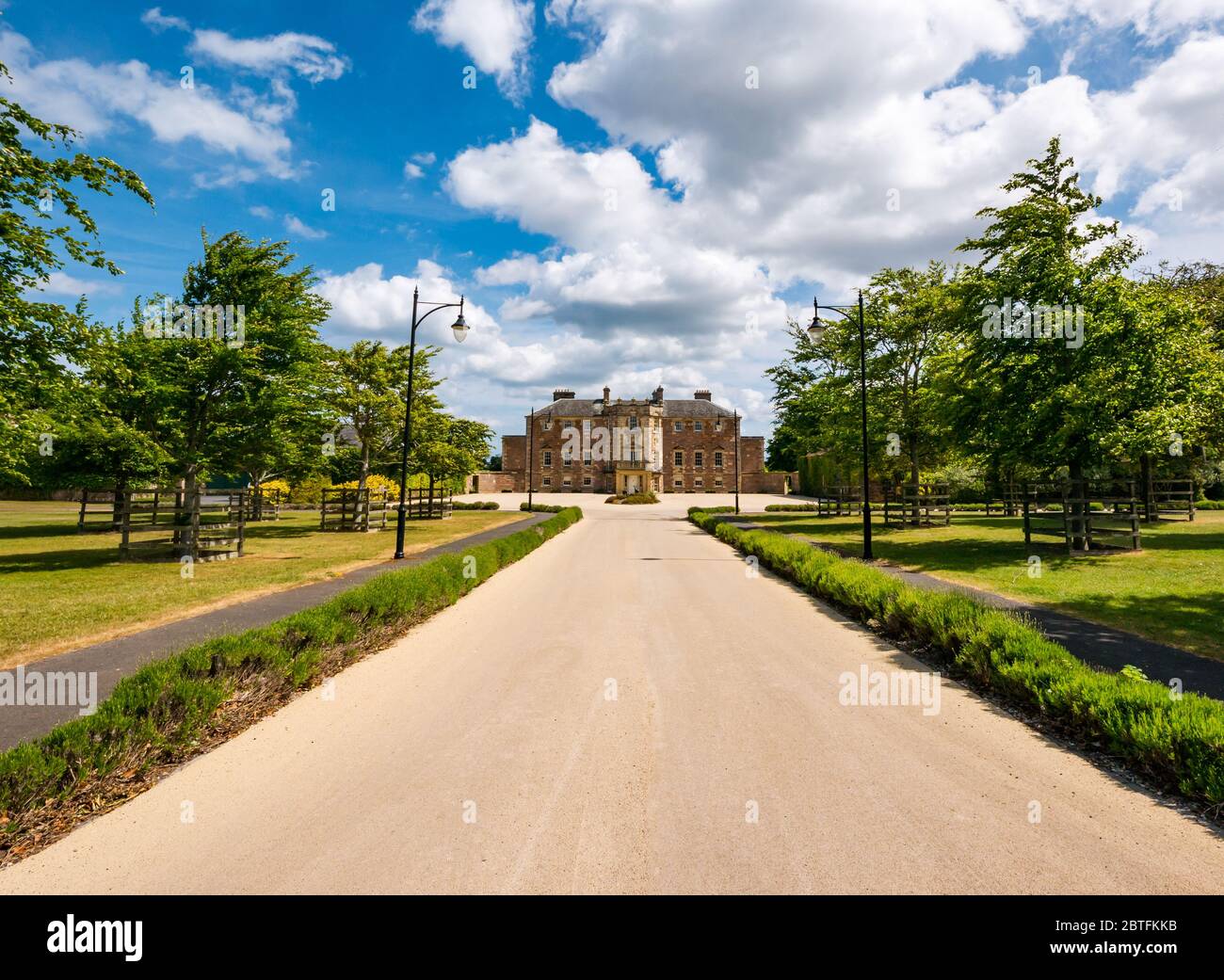 View of Palladian mansion Archerfield House, East Lothian, Scotland, UK