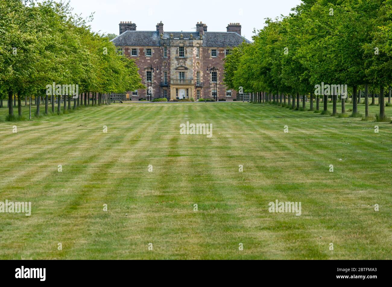 View of Palladian mansion Archerfield House, East Lothian, Scotland, UK