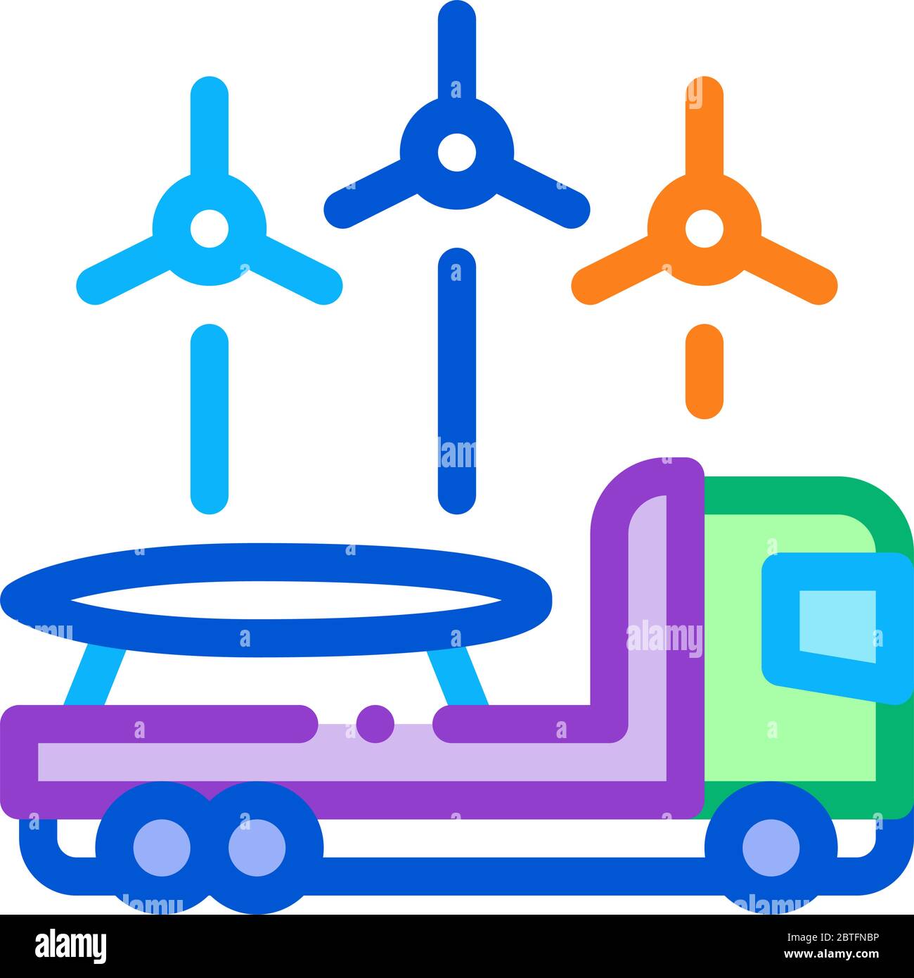 truck with wind energy technology background icon vector outline