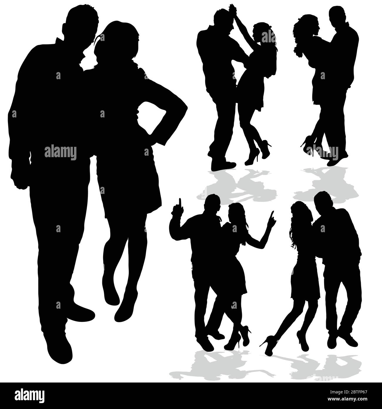 couple man and woman in love black silhouette Stock Vector Image & Art ...