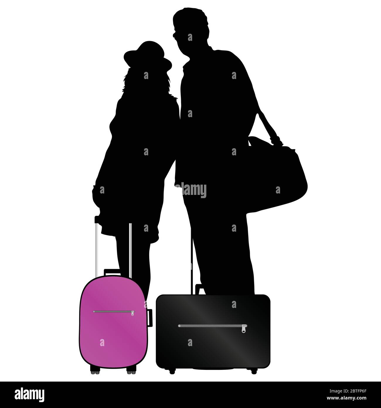 couple with bags to travel vector illustration on a white background Stock Vector