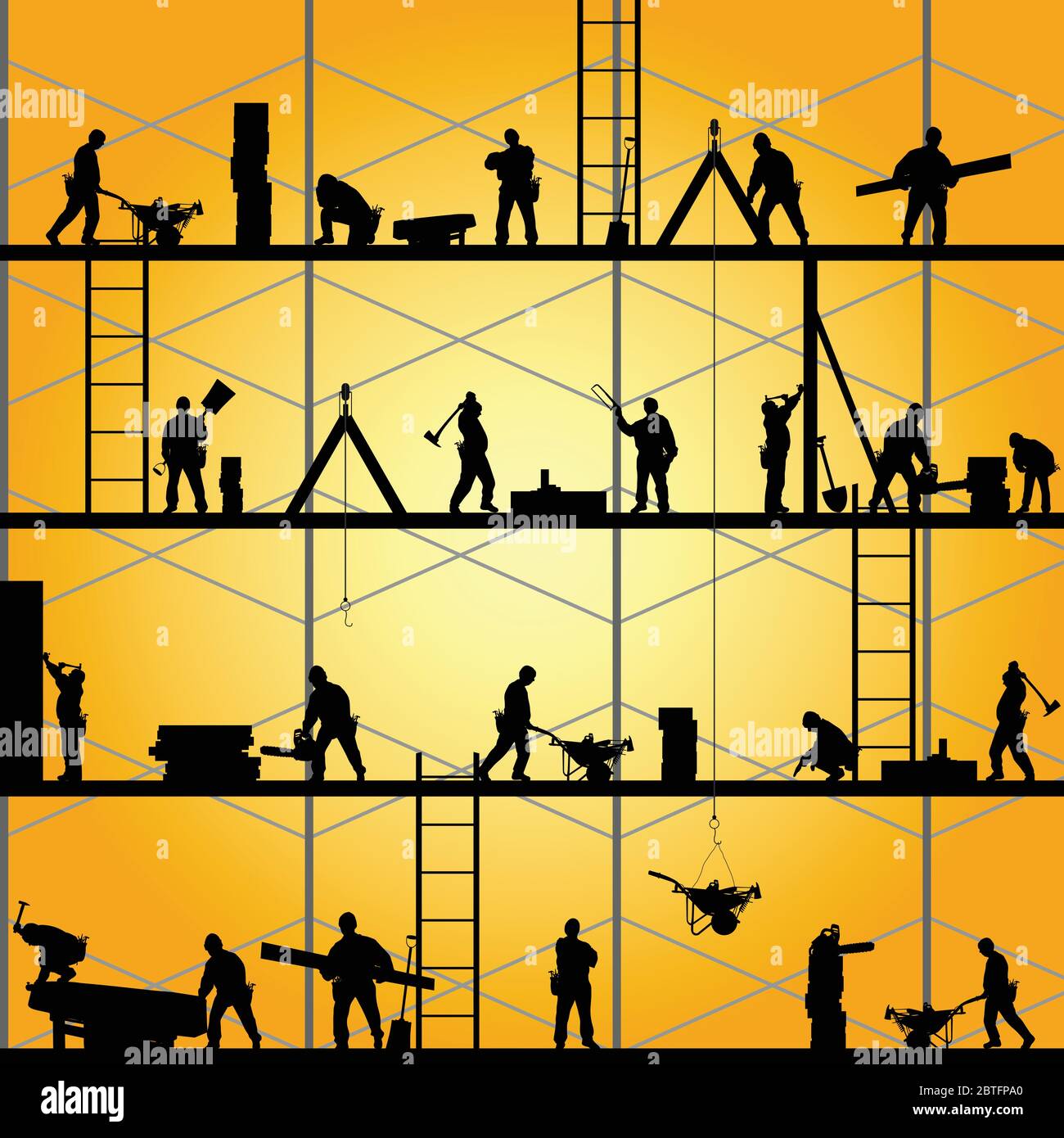 Construction Worker Silhouette At Work Vector Illustration Stock Vector Image Art Alamy