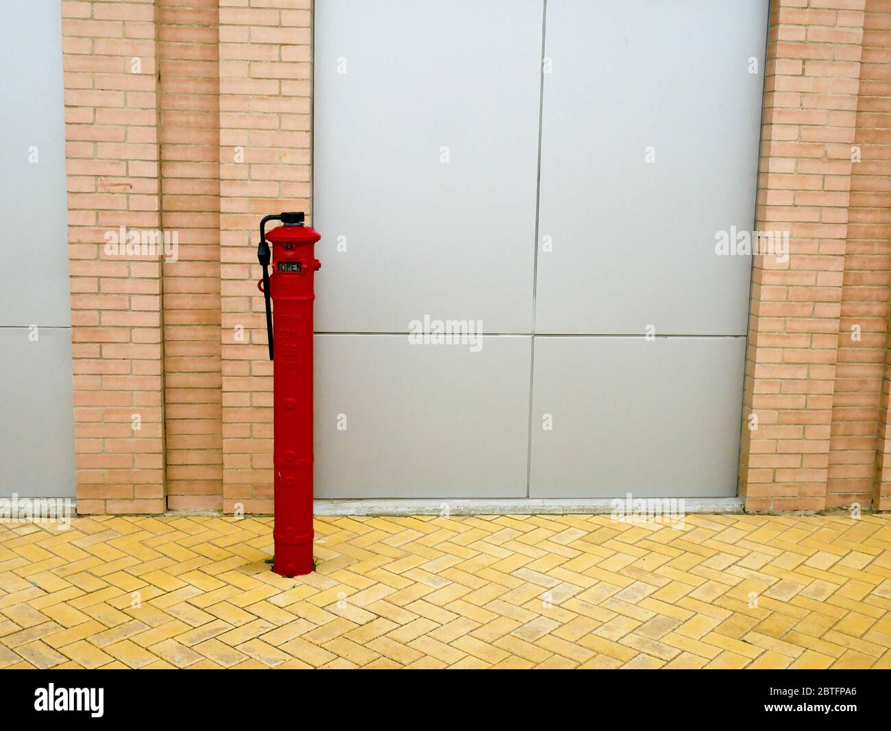 Bello, Colombia, December 17 2019: post indicator valve for fire protection system in a waste water treatment plant in Bello, colombia Stock Photo