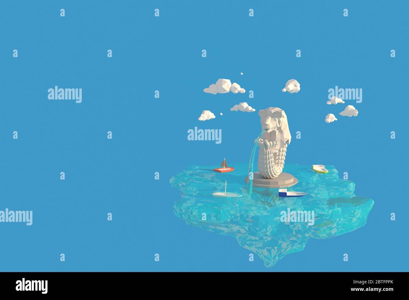 3D illustrator Merlion Park in Singapore. 3d rendering Low Polygon Geometry  Background. Abstract Polygonal Geometric Shape. Lowpoly Minimal Style Art  Stock Photo - Alamy