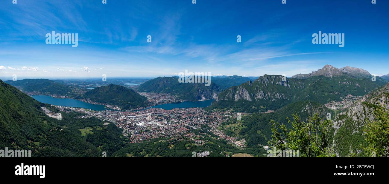 Landscape of Lecco From Piani d'Erna Stock Photo