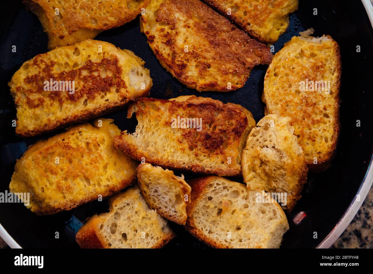 Egg bread toast, homemade sliced vienna bread in pan, ready to eat