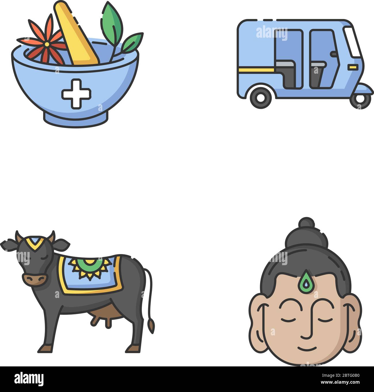 Indian culture RGB color icons set Stock Vector Image & Art - Alamy