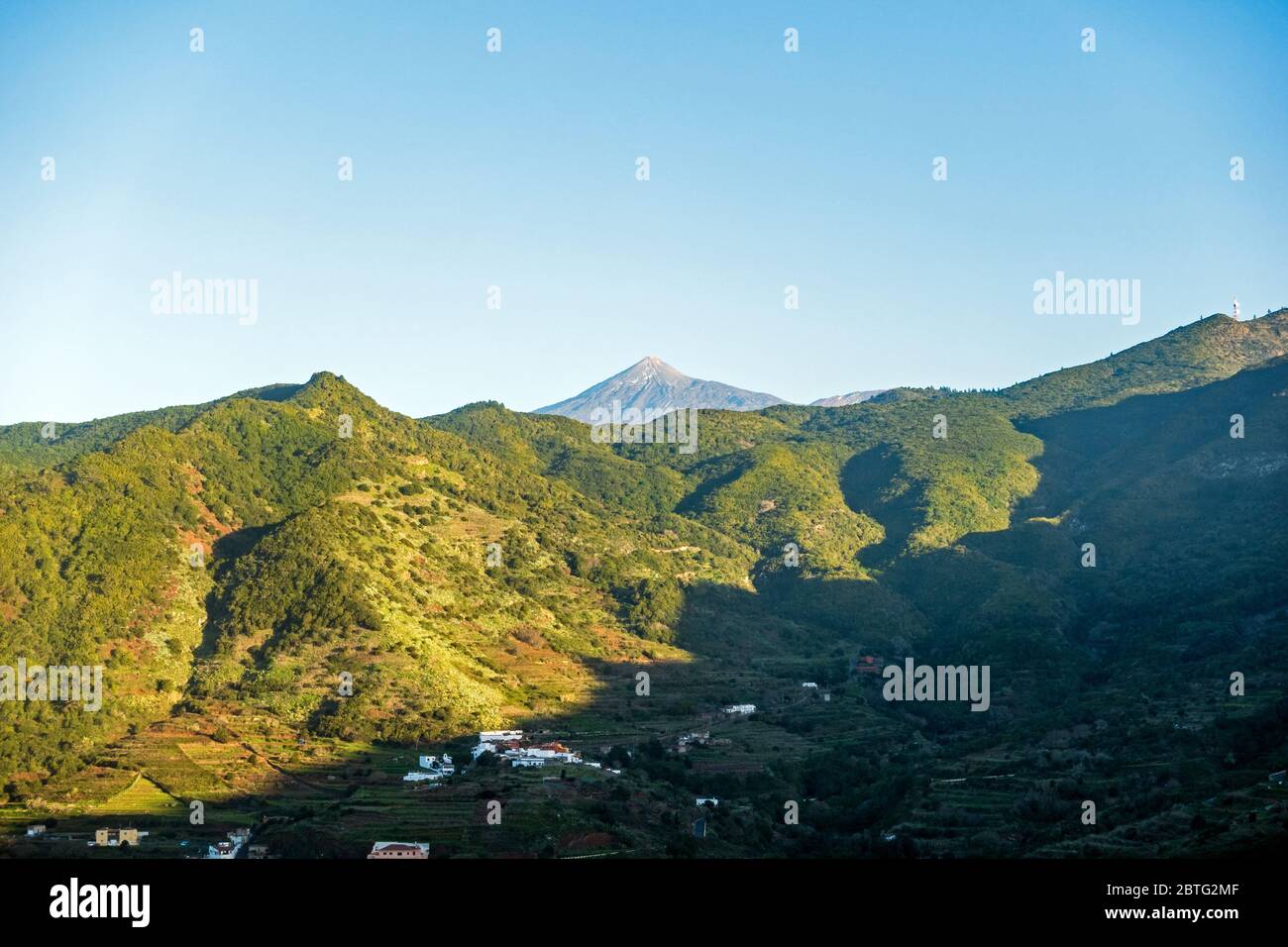 View of the Teno mountains ( Macizo de Teno) from viewpoint Mirador Altos de Baracan, Tenerife, Spain Stock Photo