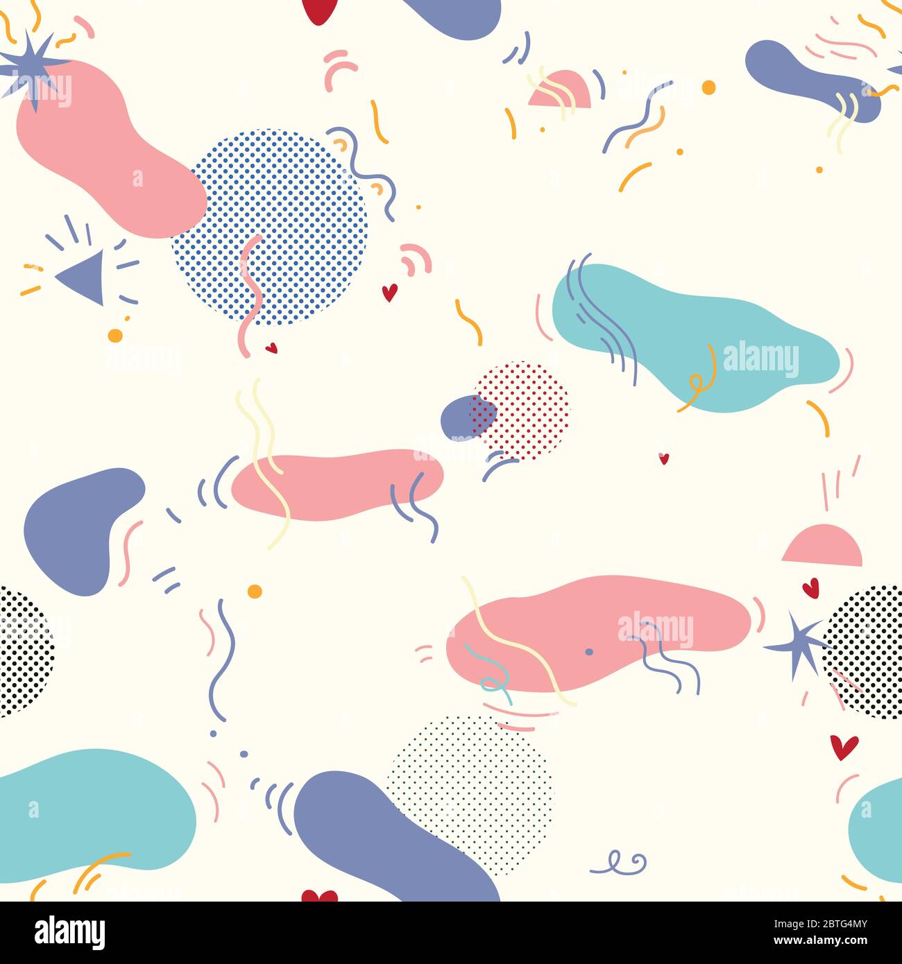 Vector seamless pattern in memphis style with raster effect. Stock Vector
