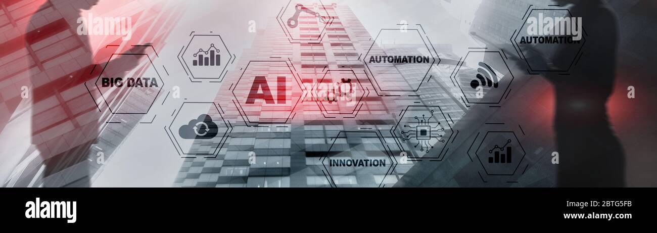 Artificial intelligence Big Data Automation Innovation universal background. Stock Photo