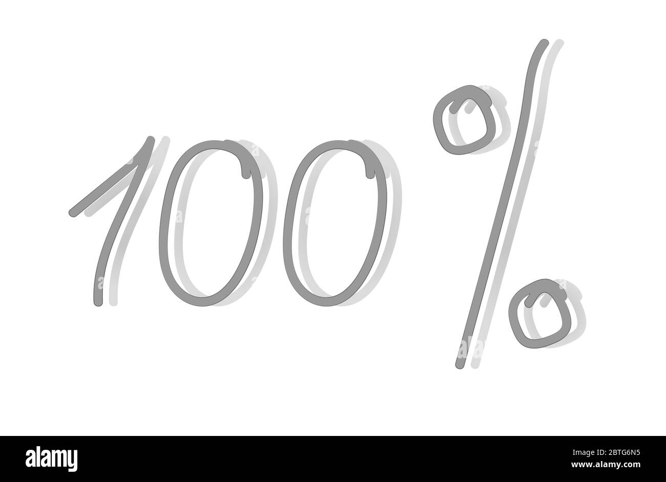the inscription one hundred percent written in gray numbers by hand and casts a shadow on a white background Stock Vector