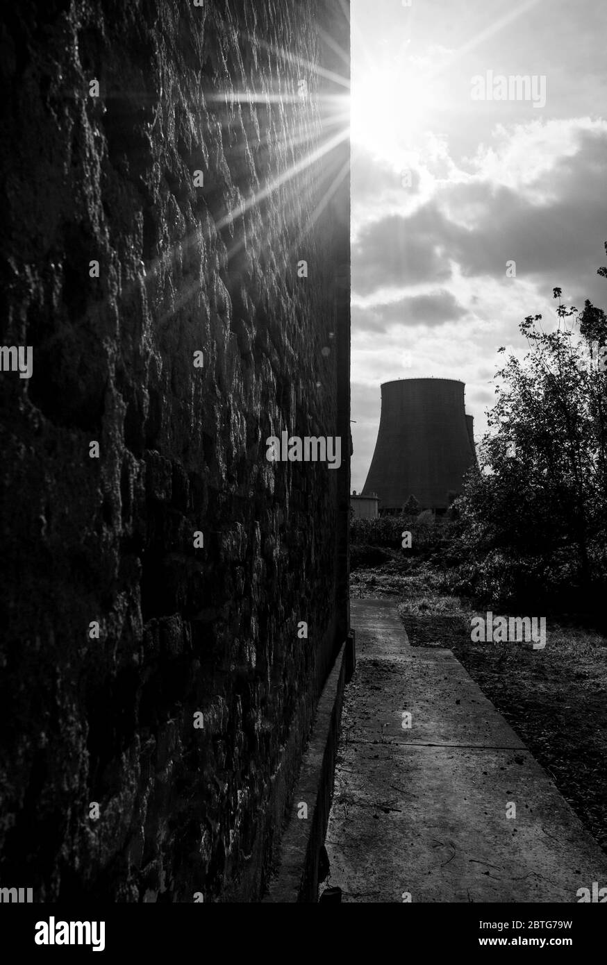 Cooling towers landscape Stock Photo