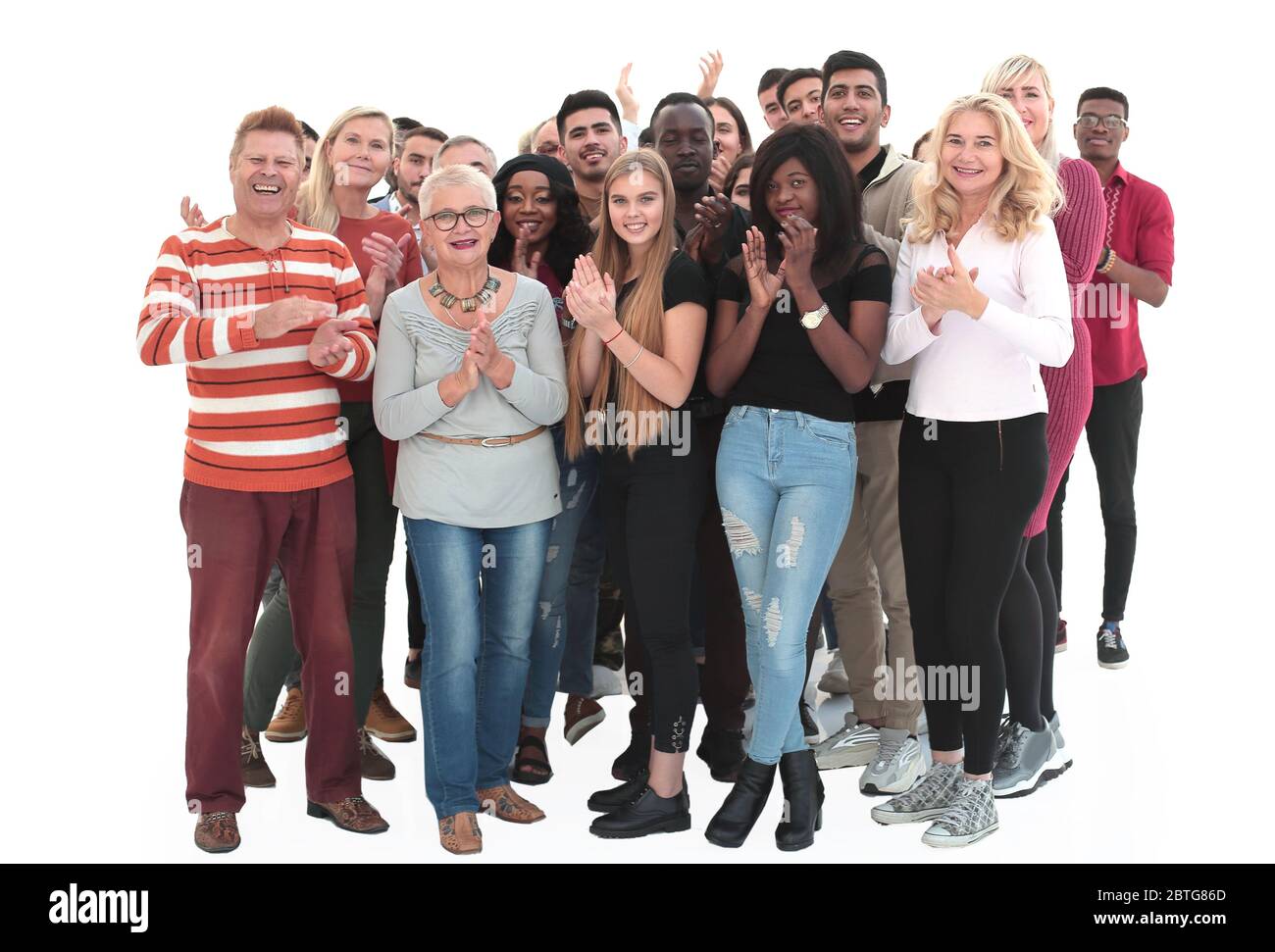 Applauding group of international people standing together Stock Photo