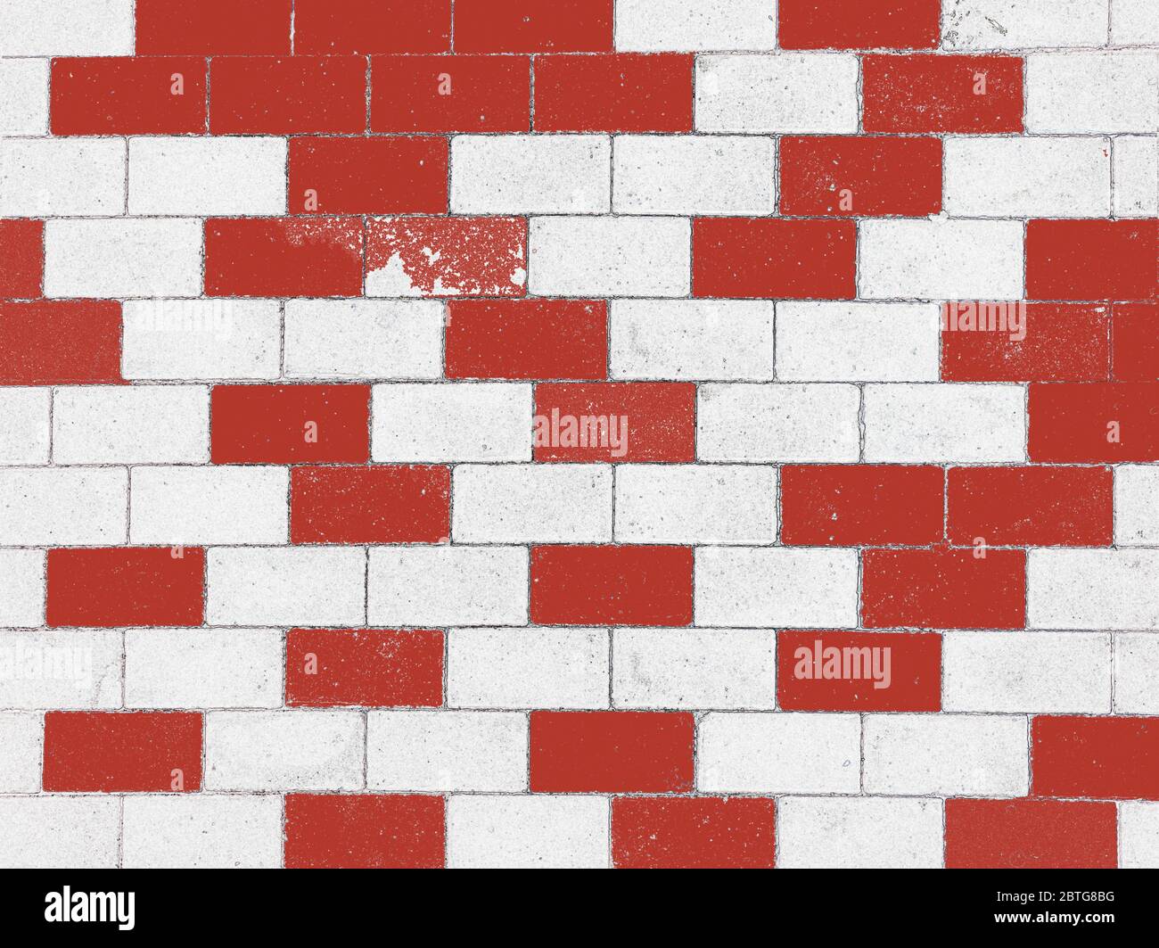 Abstract background white and red brick wall pattern with copy space Stock Photo
