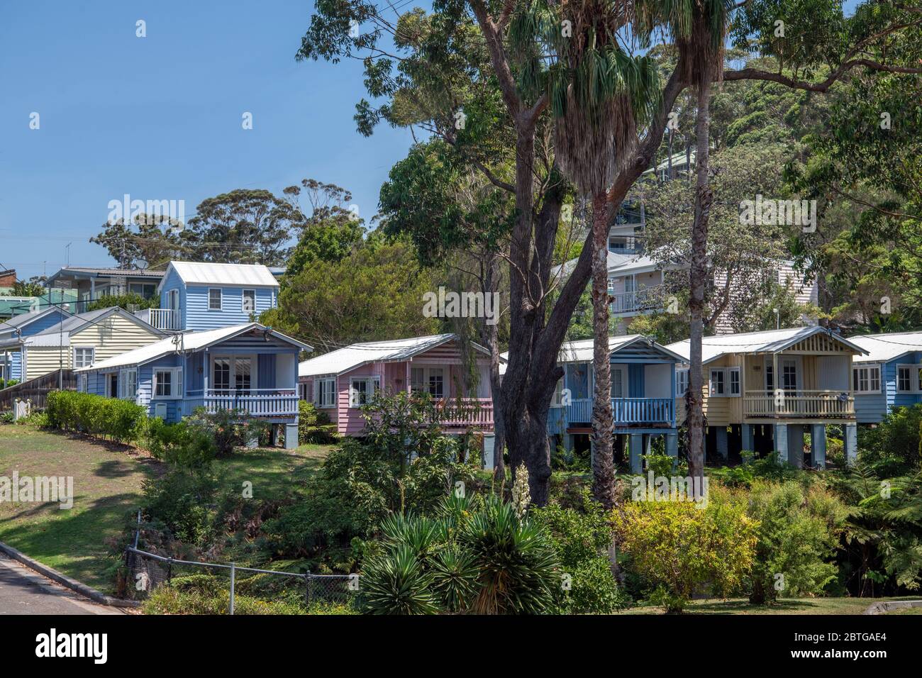 Beach cottages and houses Hyams Point Jervis Bay NSW Australia Stock
