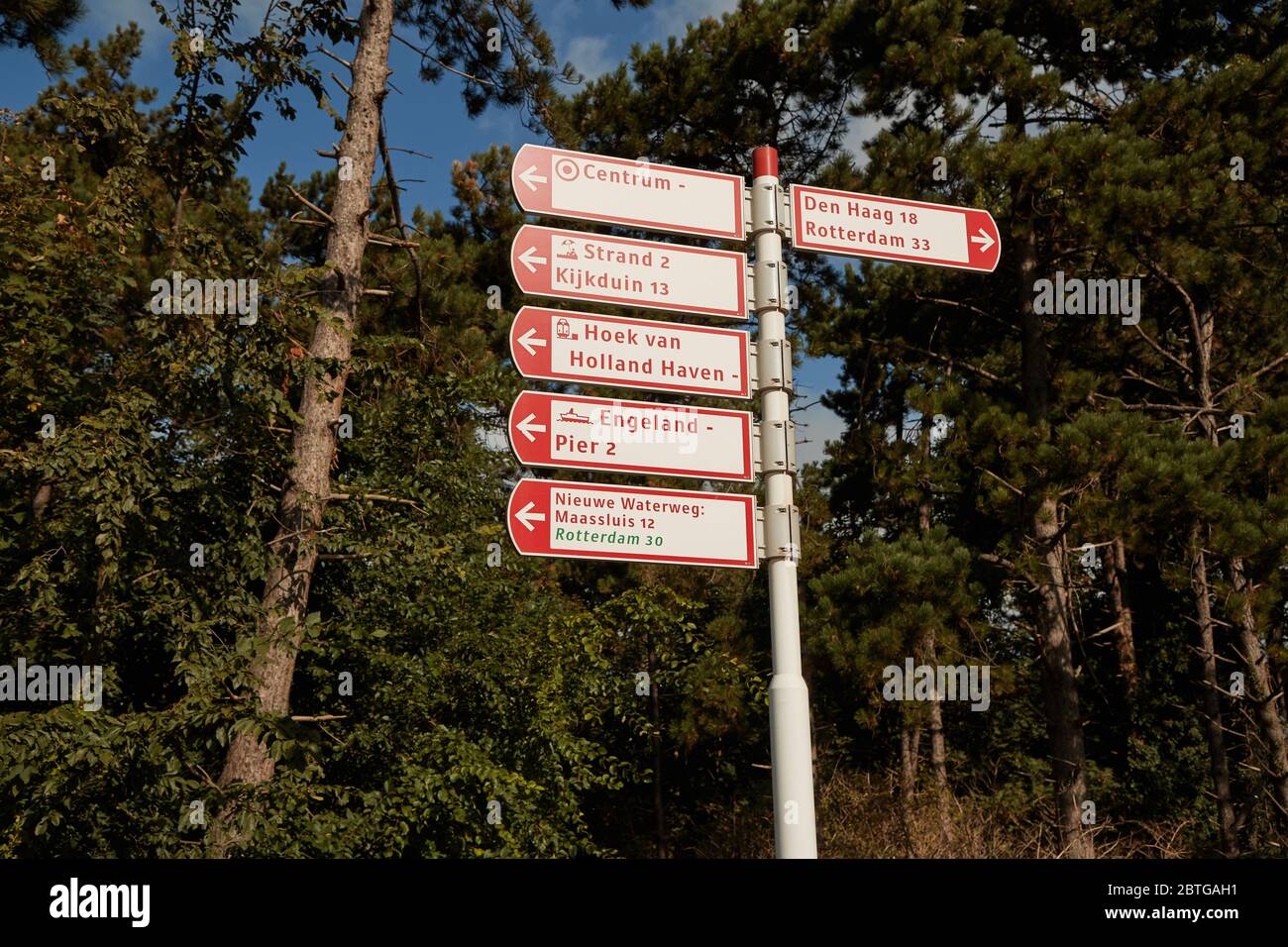 Direction signs in a park in the Netherlands Stock Photo Alamy