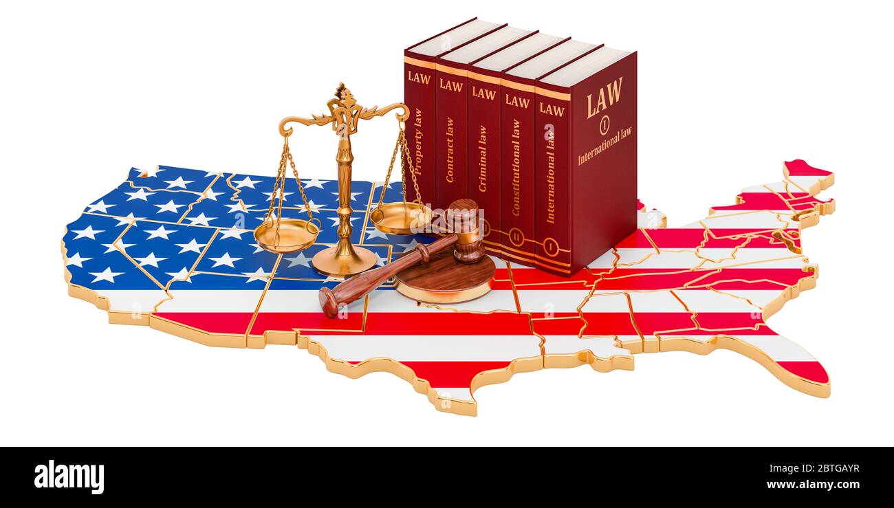 Law and justice in the United States concept, 3D rendering isolated on white background Stock Photo