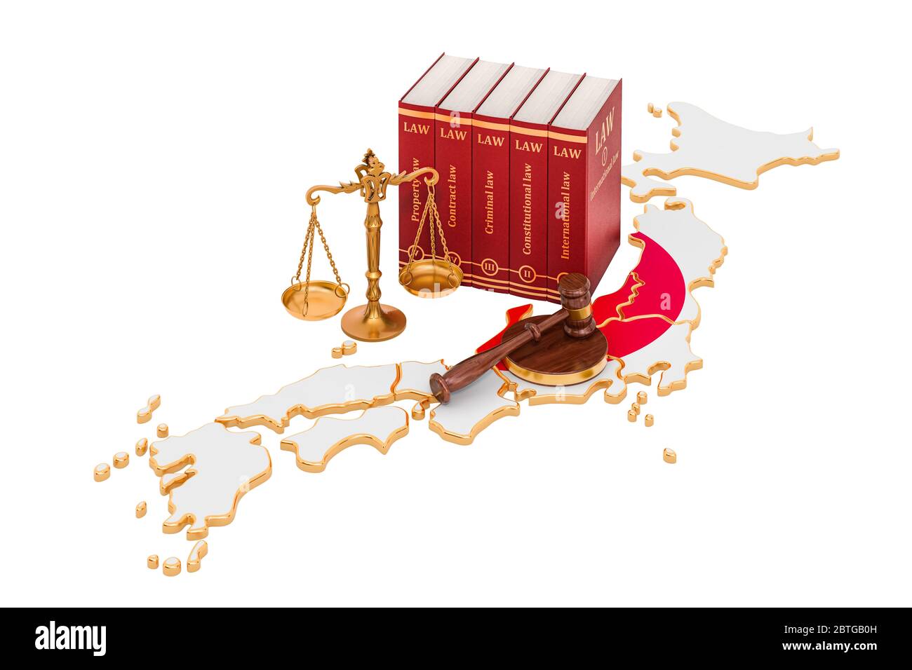 Law and justice in Japan concept, 3D rendering isolated on white background Stock Photo