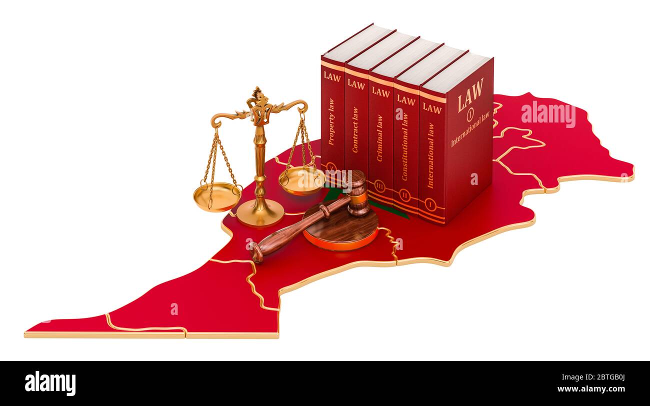 Law and justice in Morocco concept, 3D rendering isolated on white
