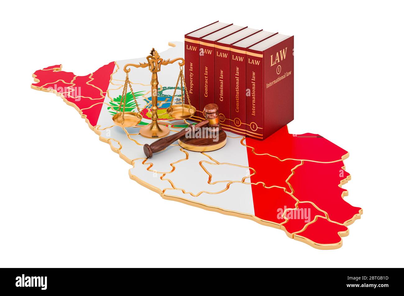 Law and justice in Peru concept, 3D rendering isolated on white