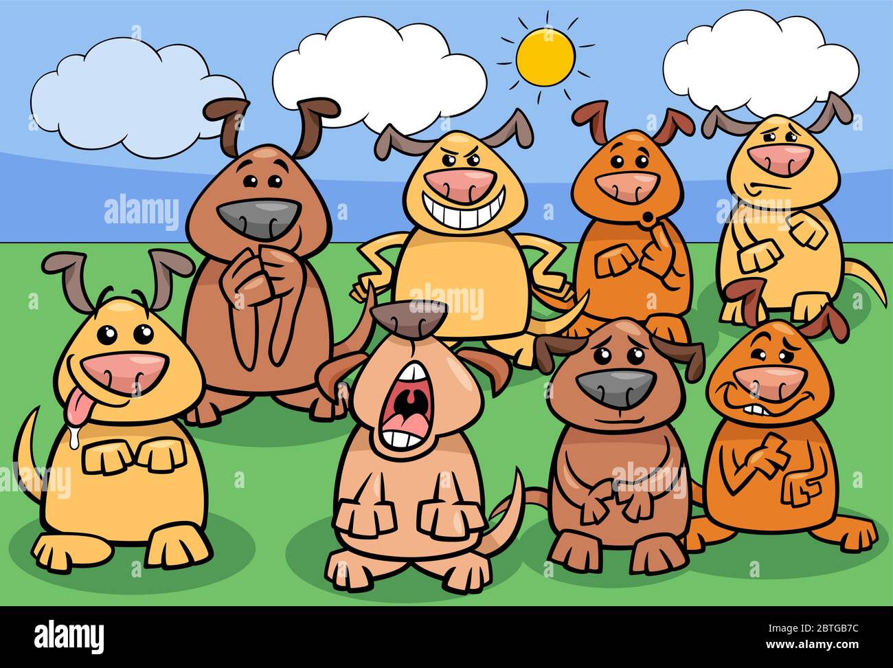 Cartoon Illustration of Funny Dogs Animal Characters Group Stock Vector ...
