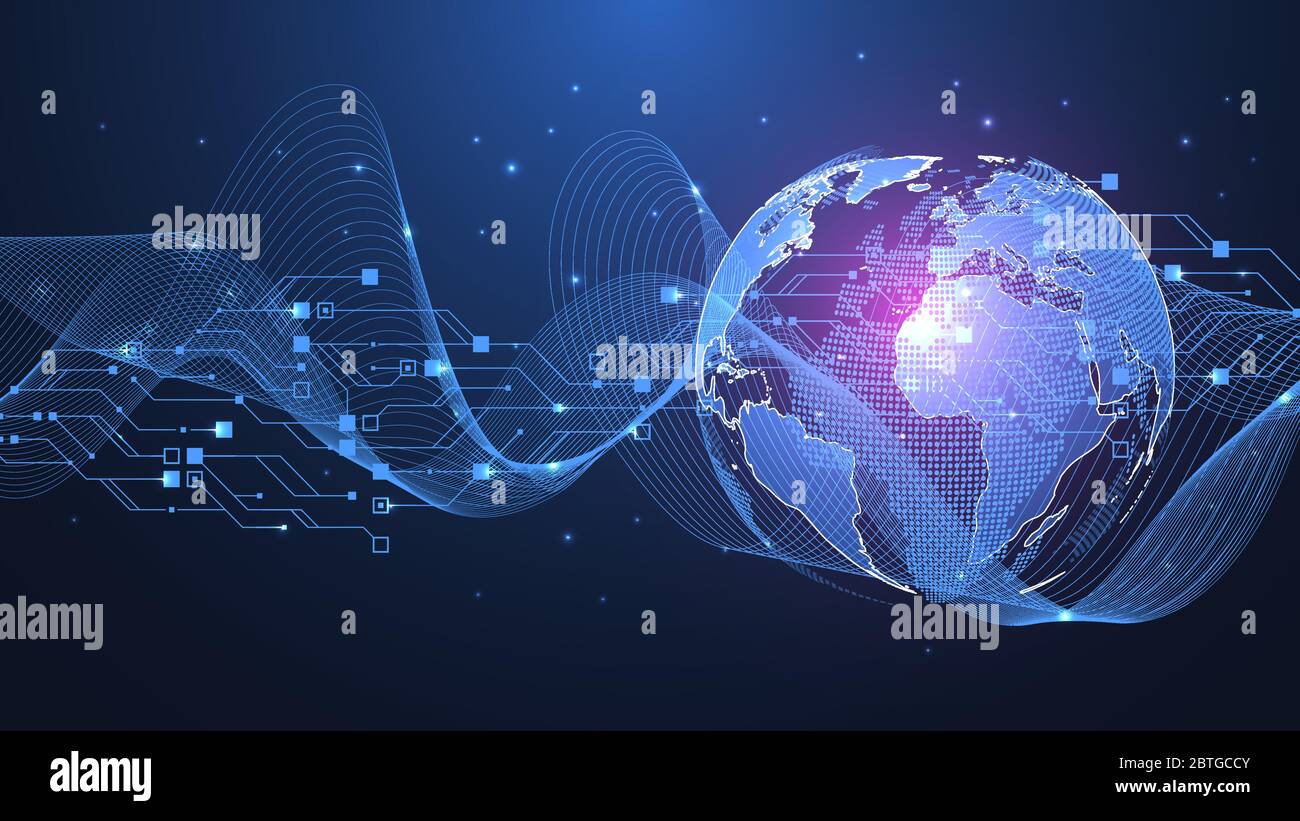 Global network connection concept. Big data visualization. Social ...
