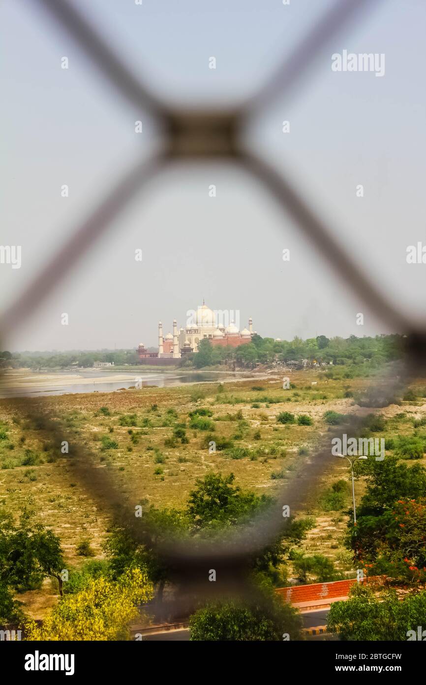 Taj Mahal, Agra, India. Picture taken in fort from a far distance