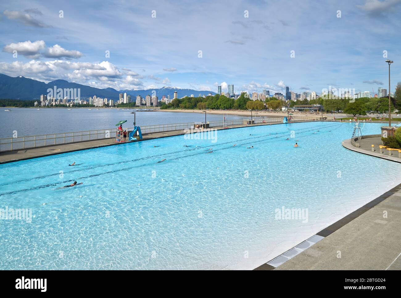 Kitsilano Public Pool Vancouver. Kitsilano public outdoor pool in Vancouver, British Columbia. Stock Photo