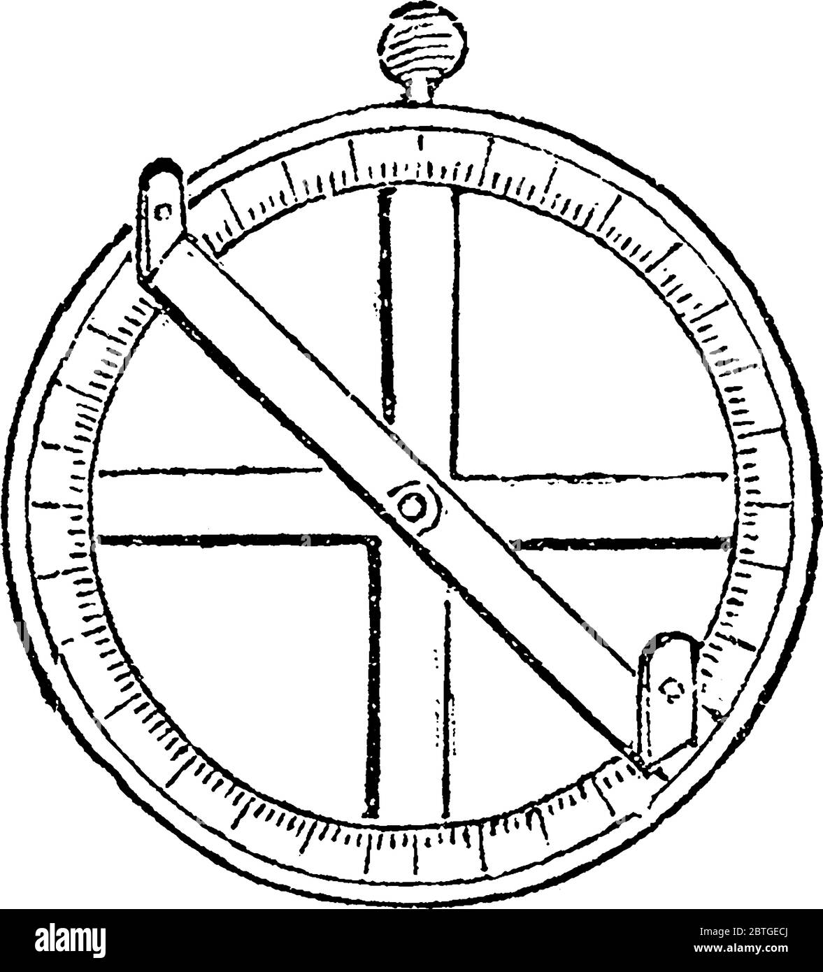 An astrolabe is an elaborate inclinometer, historically used by astronomers and navigators to measure the altitude above the horizon of a celestial bo Stock Vector