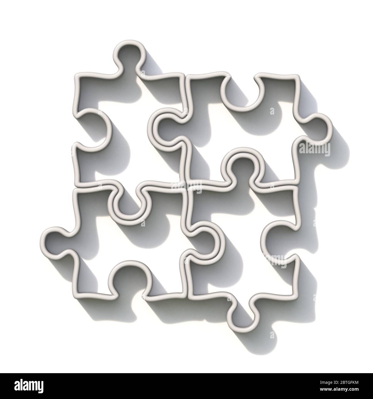 White puzzle pieces 3D render illustration isolated on white background ...