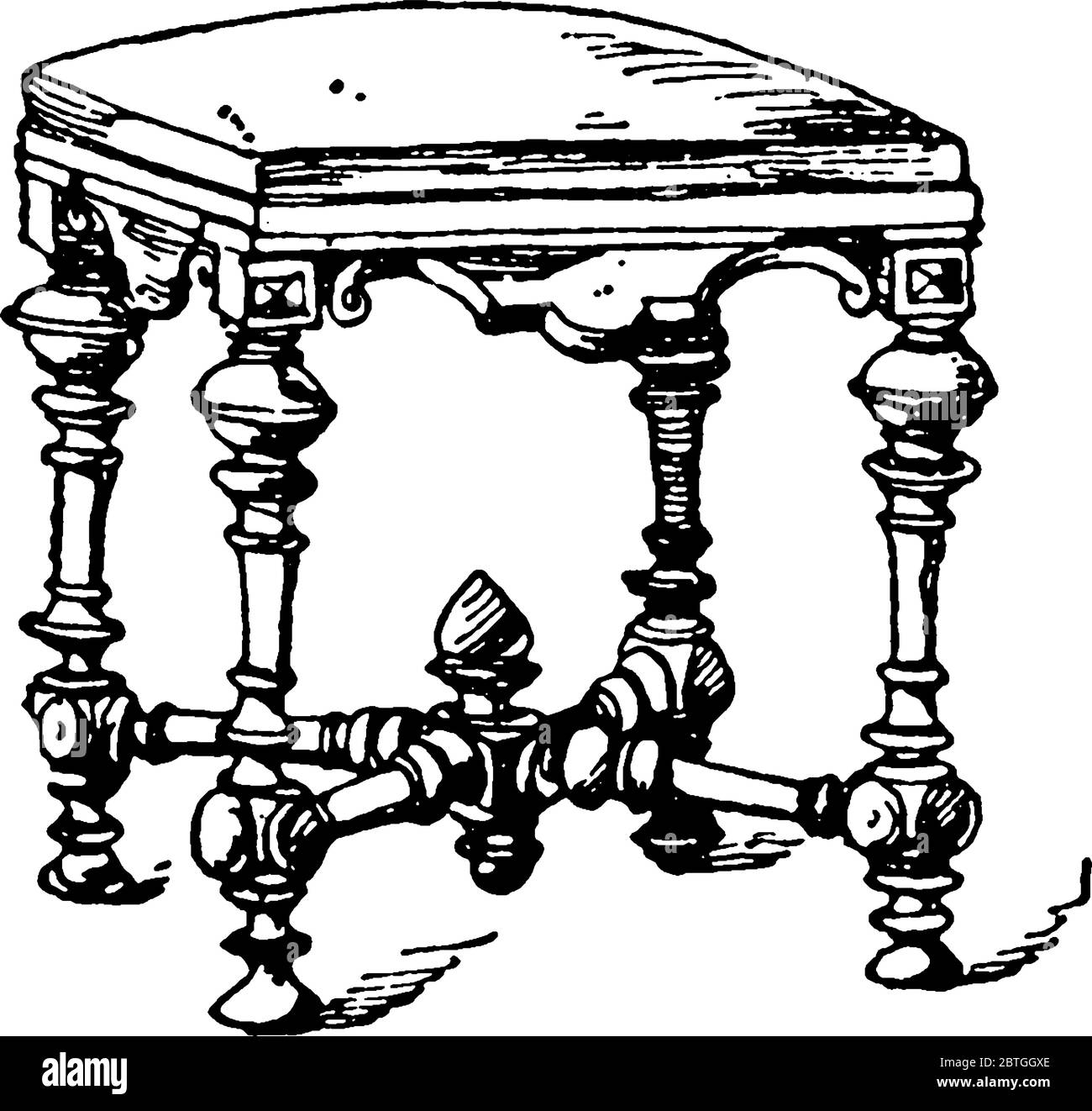 A typical representation of a modern stool, vintage line drawing or
