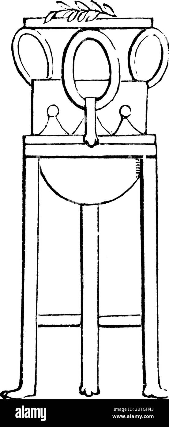 A typical representation of a tripod. When tripods are said to be given in a present, or as prizes, vases or large bowls supported on three feet are s Stock Vector